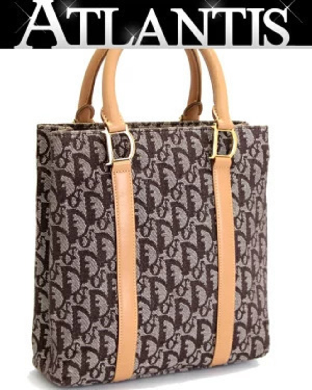 Christian Dior Trotter Tote Bag Canvas x Leather Beige Cream